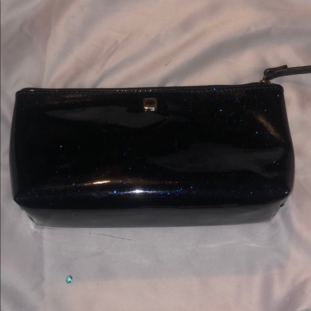 Blue sparkly glitter Kate Spade pouch rare lk new